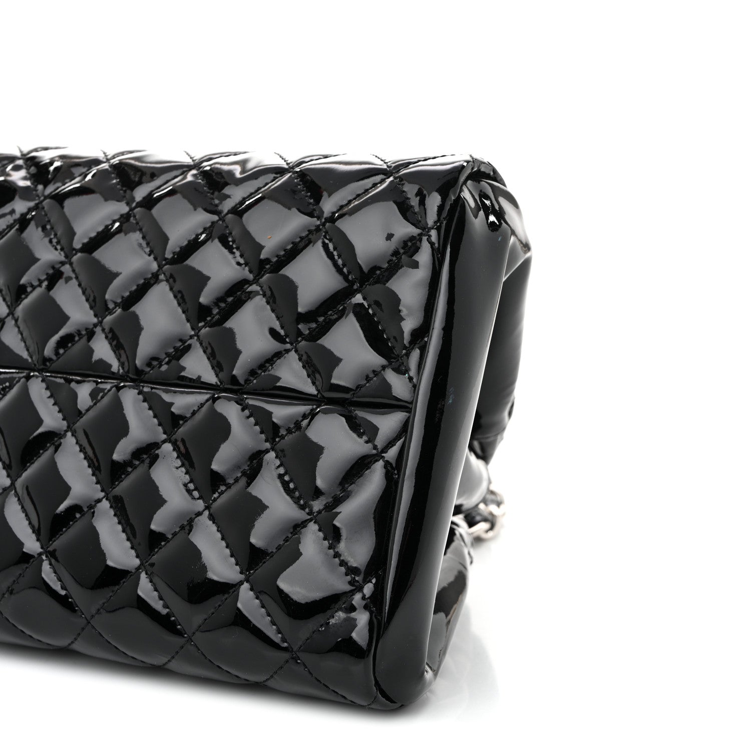 Chanel Patent Quilted Medium Just Mademoiselle Bowling Bag Black 9 of 10