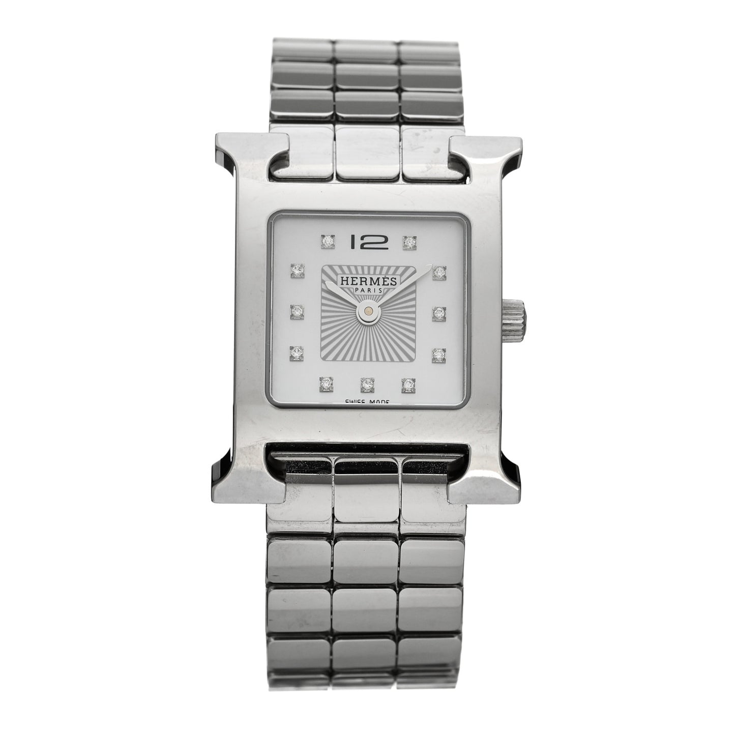 Stainless Steel Diamond Mother of Pearl 21mm Heure H Hour Quartz Watch
