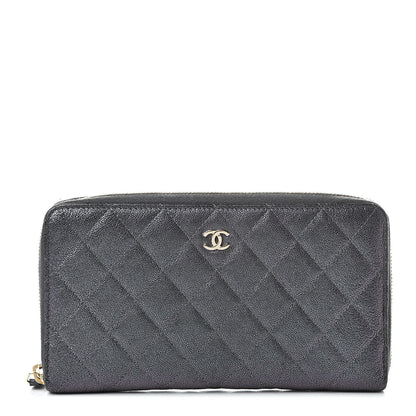 Chanel Iridescent Caviar Quilted Large Zip Around Organizer Wallet Black 1 of 9