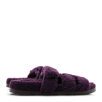 Hermes Woolskin Womens Chypre Sandals 38.5 Violet Fonce 4 of 7