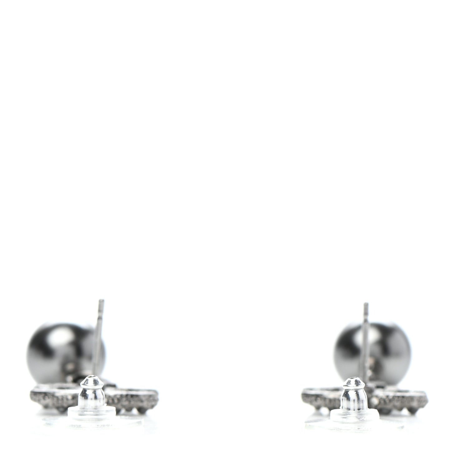 Ruthenium Pearl CC Drop Earrings Grey