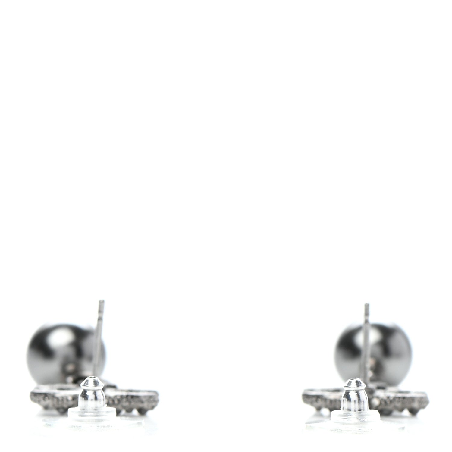 Chanel Ruthenium Pearl CC Drop Earrings Grey 3 of 5