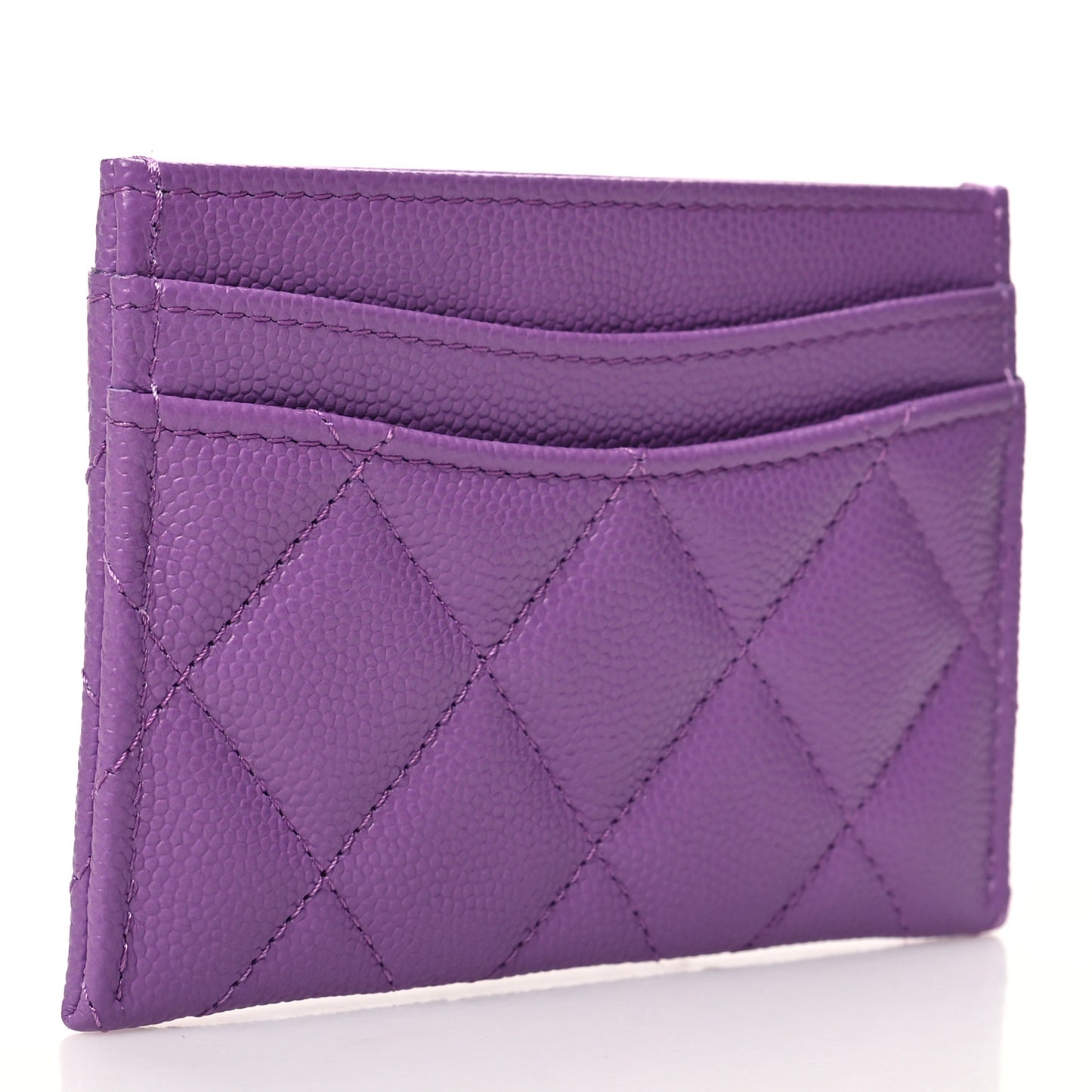 Caviar Quilted Card Holder Purple