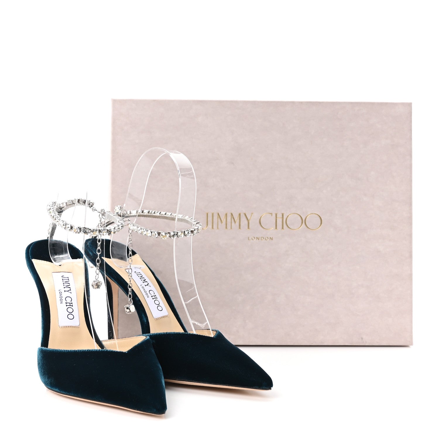Jimmy Choo Velvet Crystal Saeda 100 Pumps 38.5 Dragonfly 10 of 10