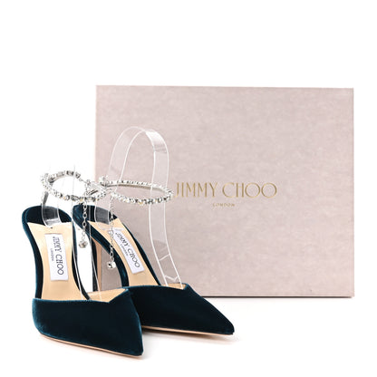Jimmy Choo Velvet Crystal Saeda 100 Pumps 38.5 Dragonfly 10 of 10