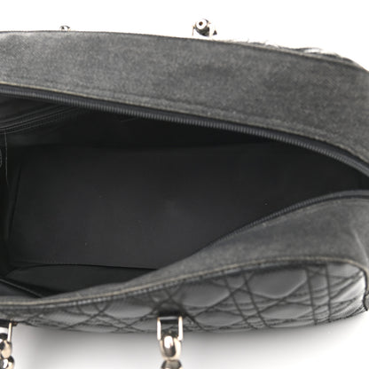 Christian Dior Denim Patent Perforated Cannage Satchel Black 5 of 14