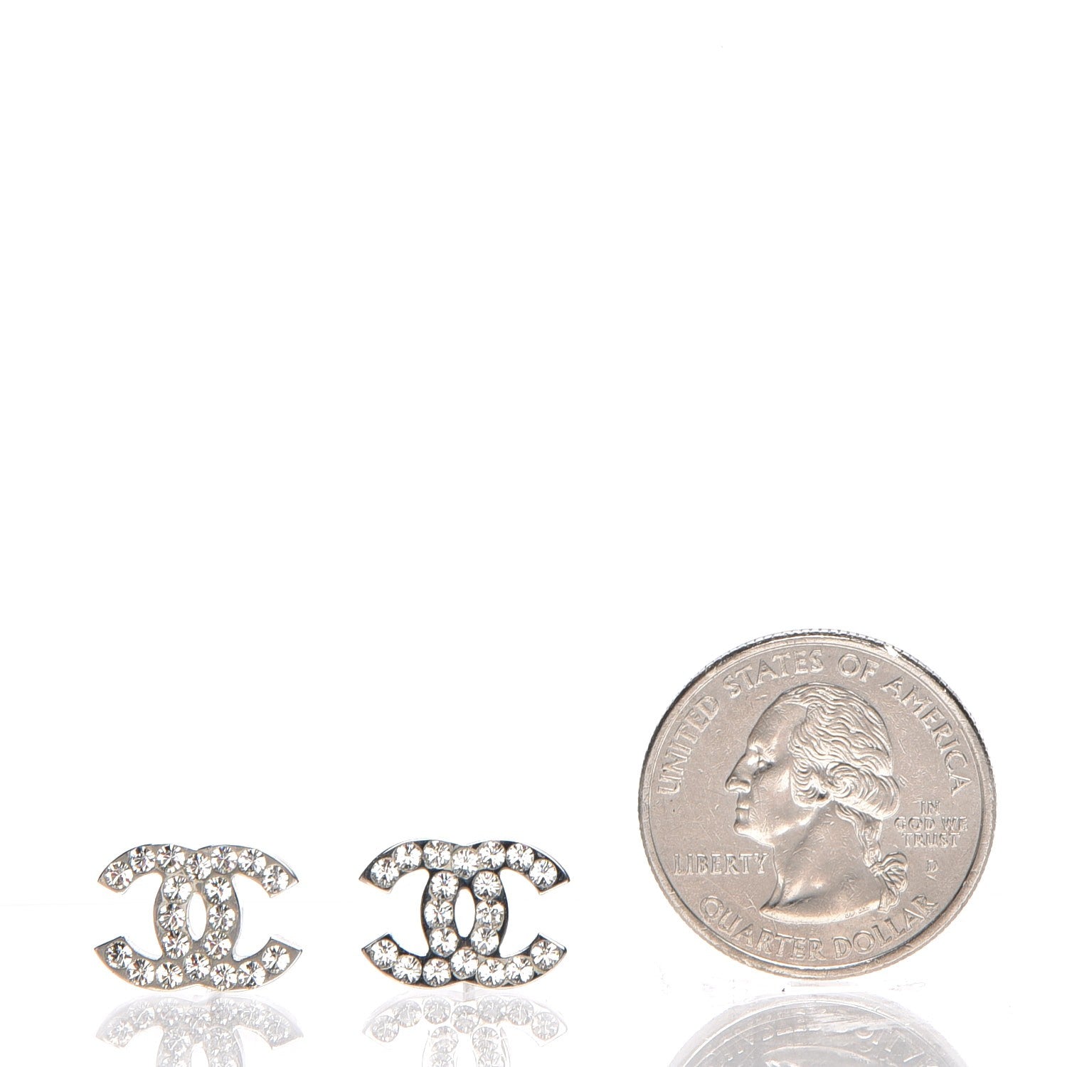 Chanel Crystal Timeless CC Earrings Silver 2 of 4