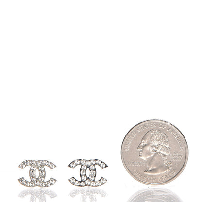 Chanel Crystal Timeless CC Earrings Silver 2 of 4