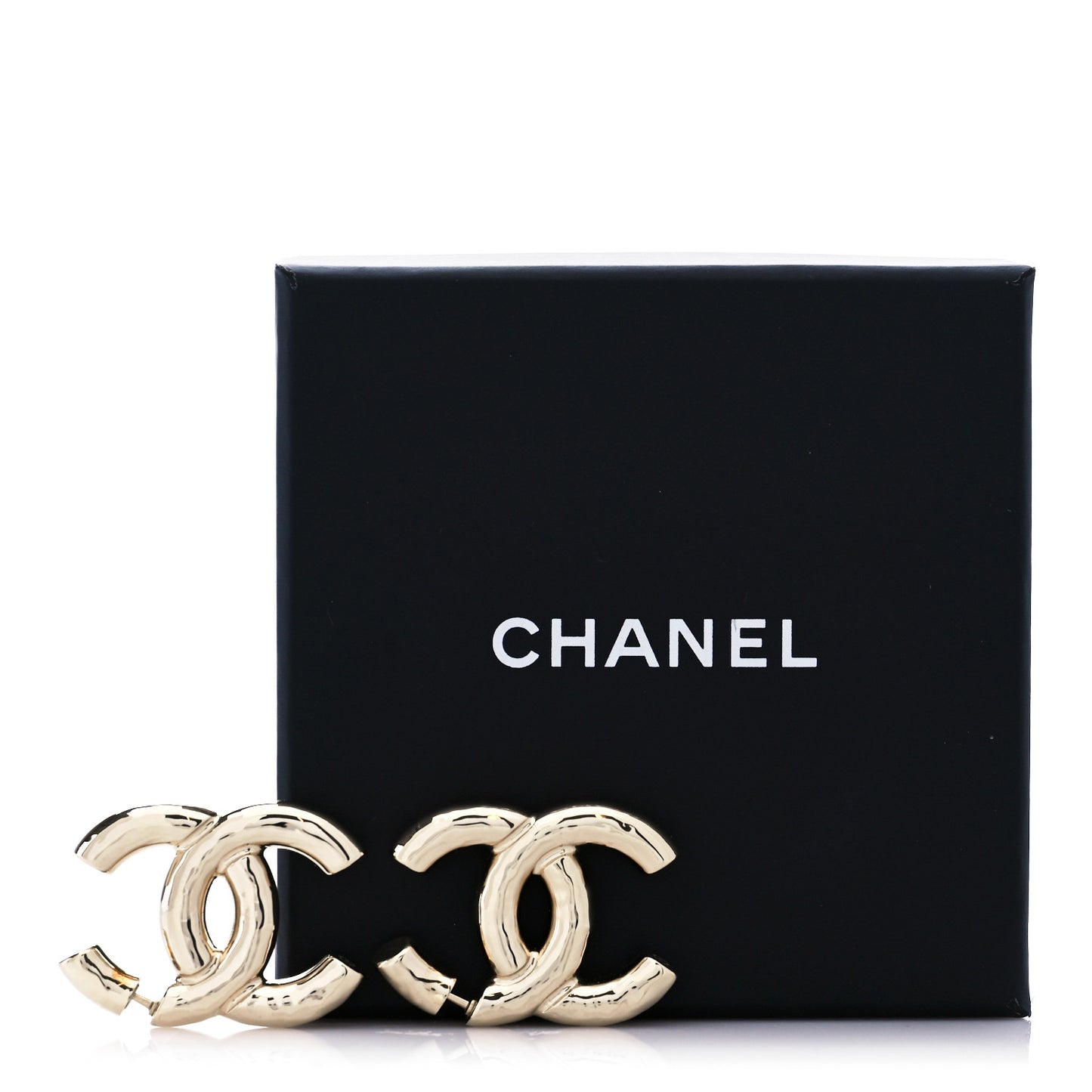 Metal Large CC Earrings Light Gold