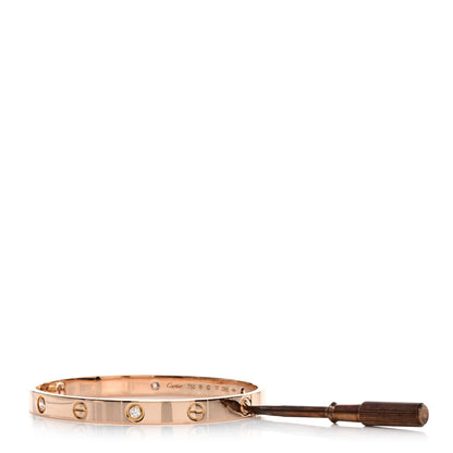 Cartier 18K Pink Gold 4 Diamond LOVE Bracelet 18 4 of 5