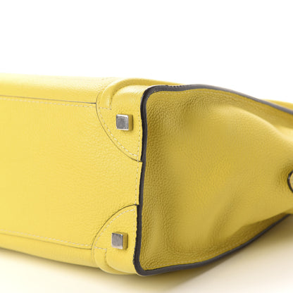 Celine Drummed Calfskin Micro Luggage Citron 7 of 14