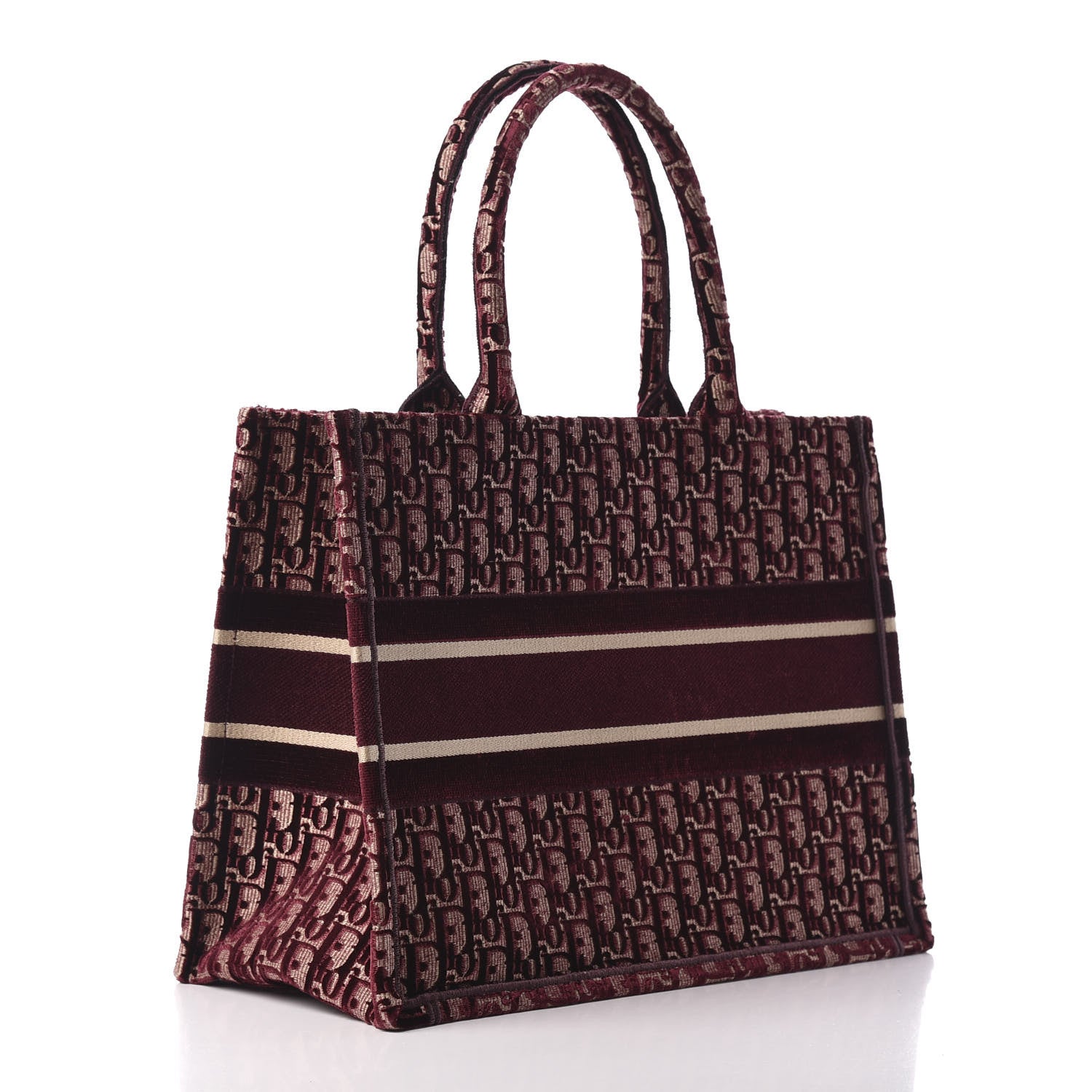 Christian Dior Oblique Velvet Medium Book Tote Burgundy 3 of 8
