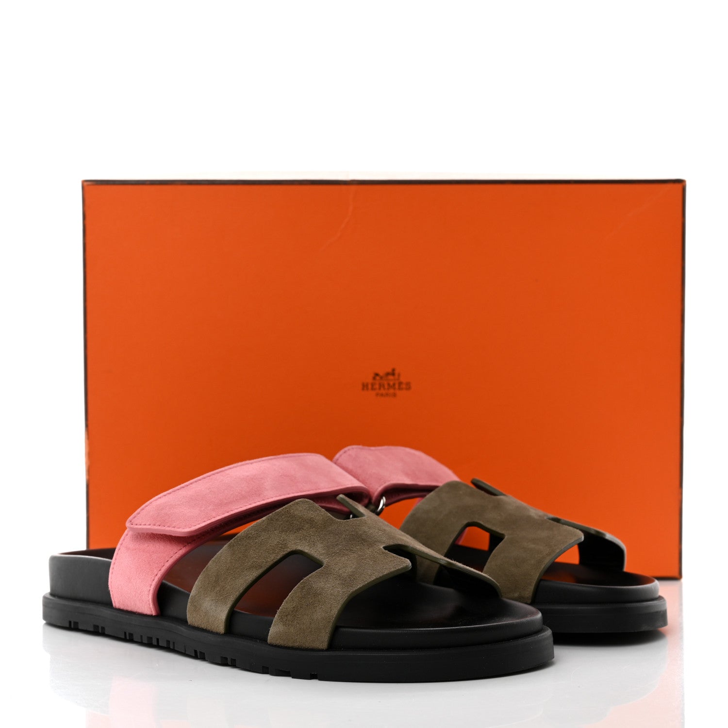 Hermes Suede Goatskin Womens Chypre Sandals 37 Toundra Rose Du Desert 9 of 9