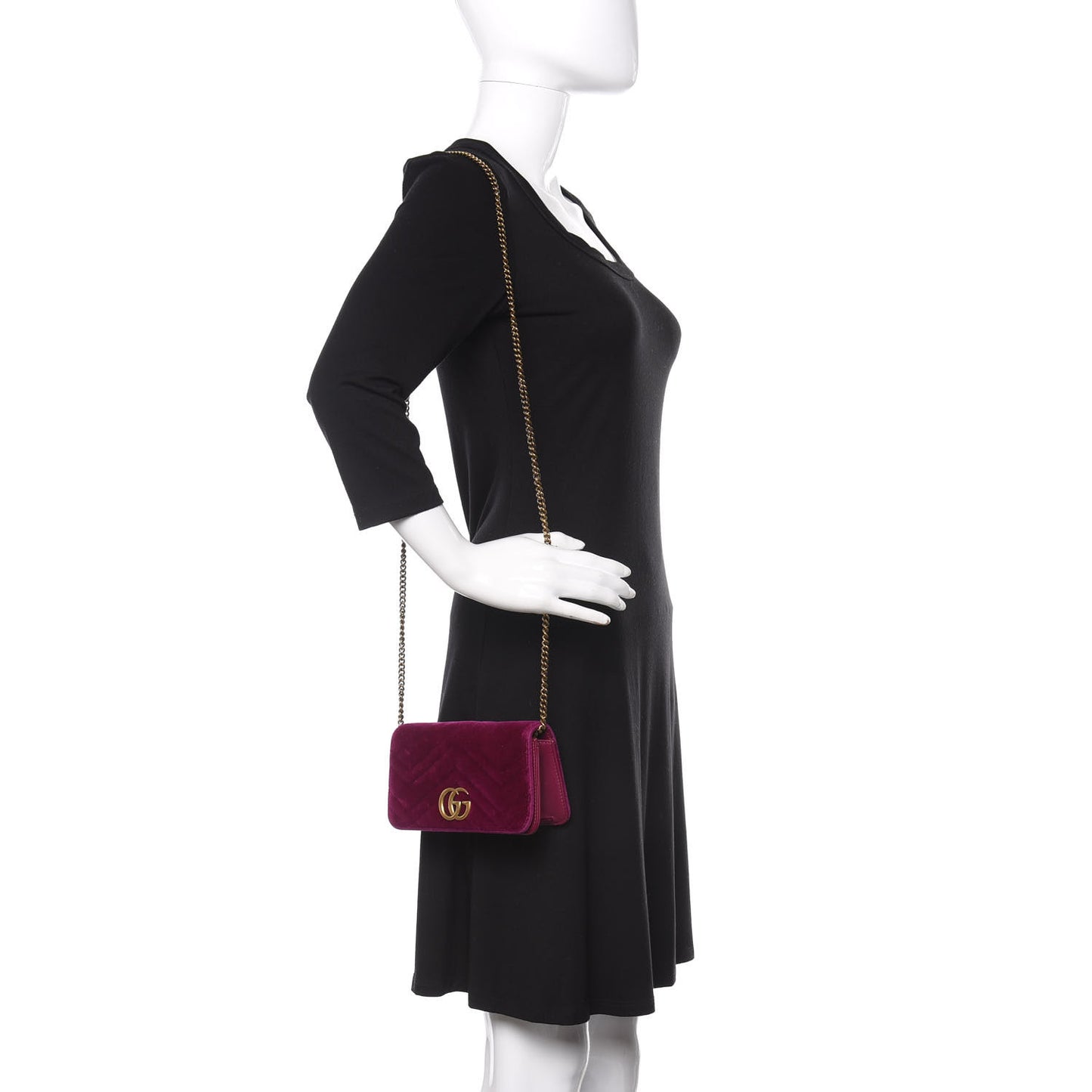 Velvet Matelasse GG Marmont Mini Bag Fuchsia Violet Cyclamen