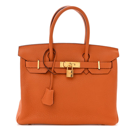 Hermes Taurillon Clemence Birkin 30 Orange 1 of 14