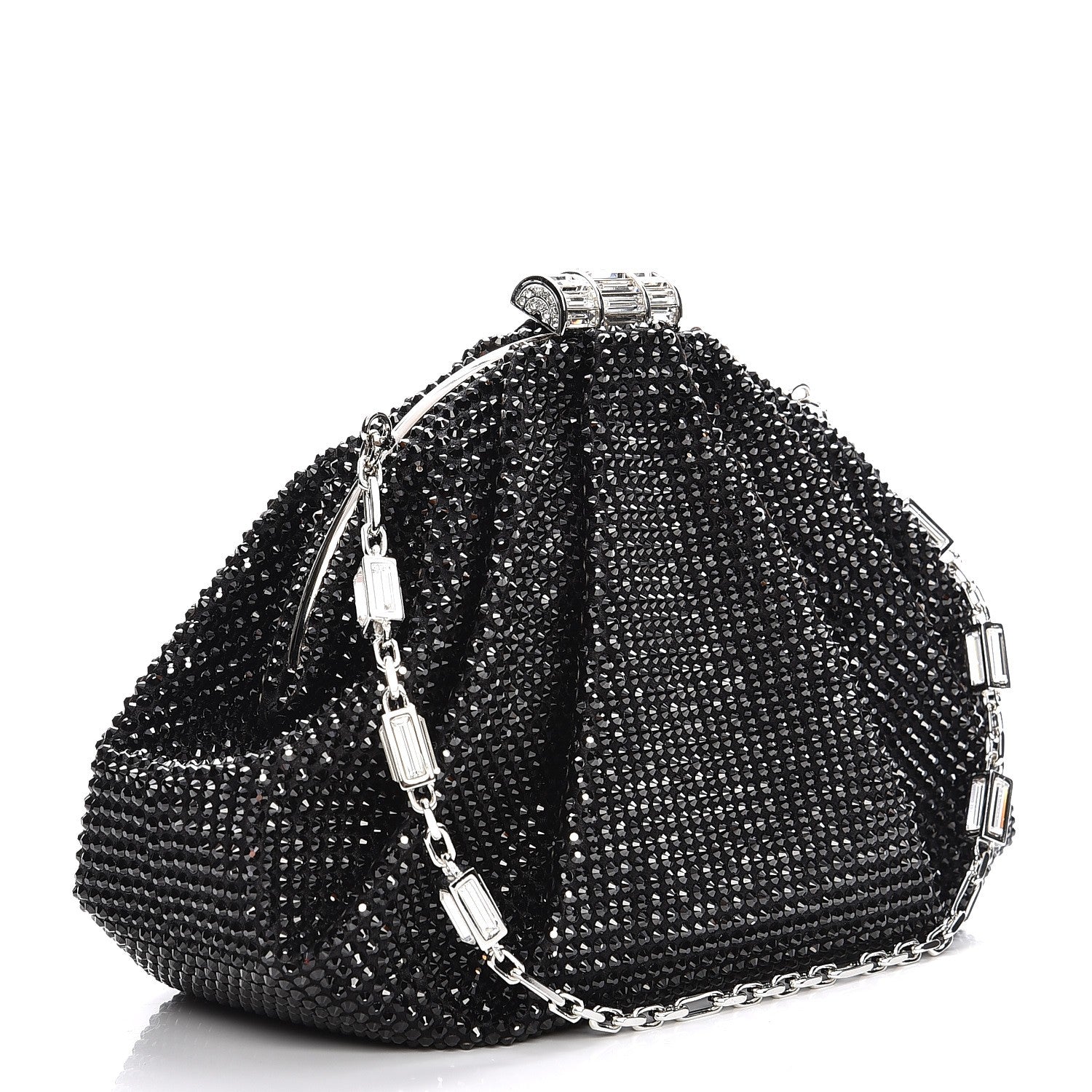Judith Leiber Swarovski Crystal Kisslock Clutch Black Silver 3 of 10