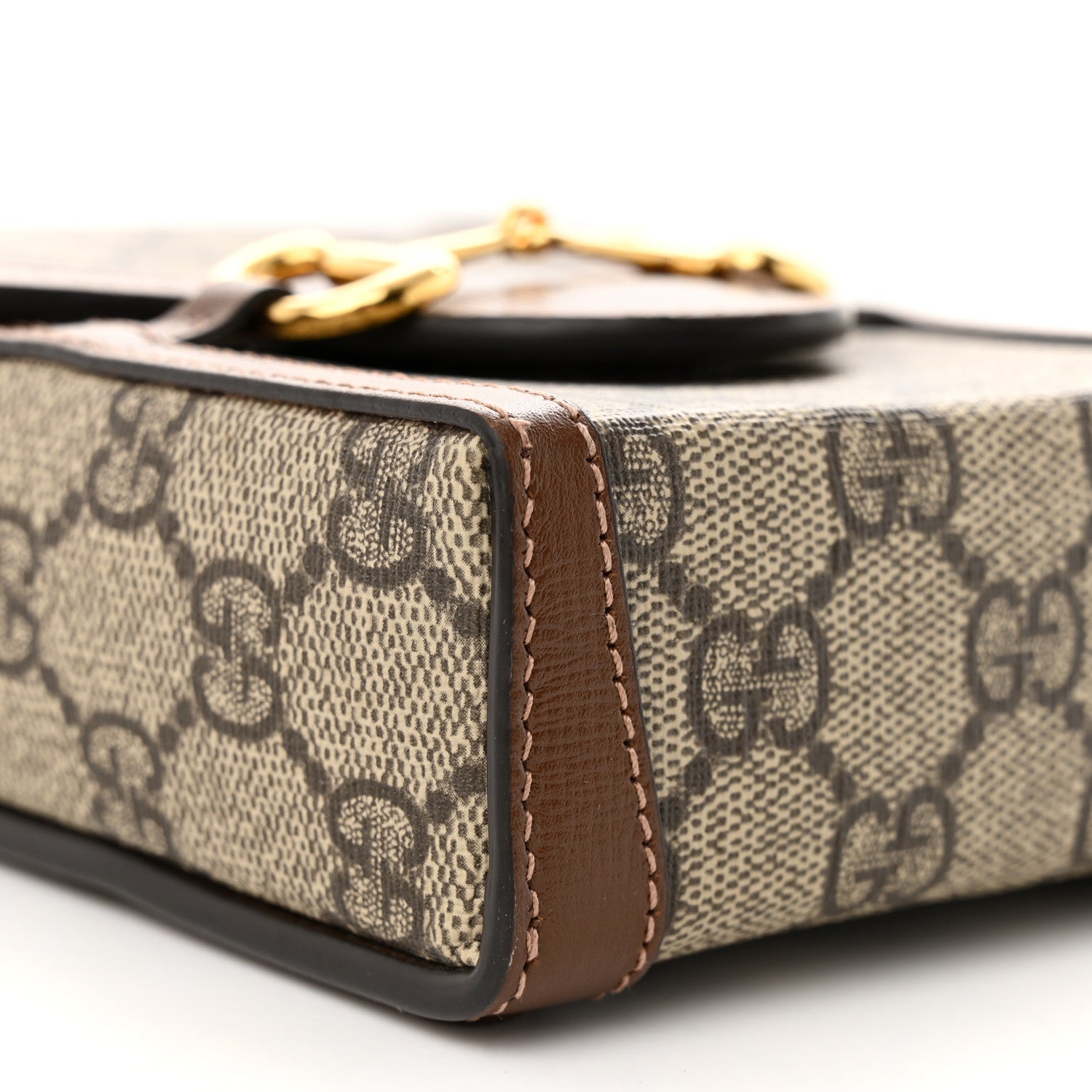Gucci GG Supreme Monogram Mini Horsebit 1955 Crossbody Bag Beige Brown Sugar 9 of 10