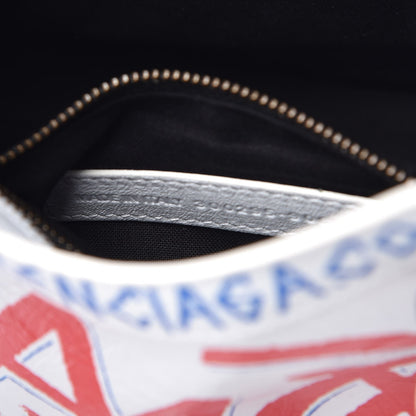 Balenciaga Agneau Graffiti All Over Classic Hardware Mini City White Bleu Rouge 9 of 10
