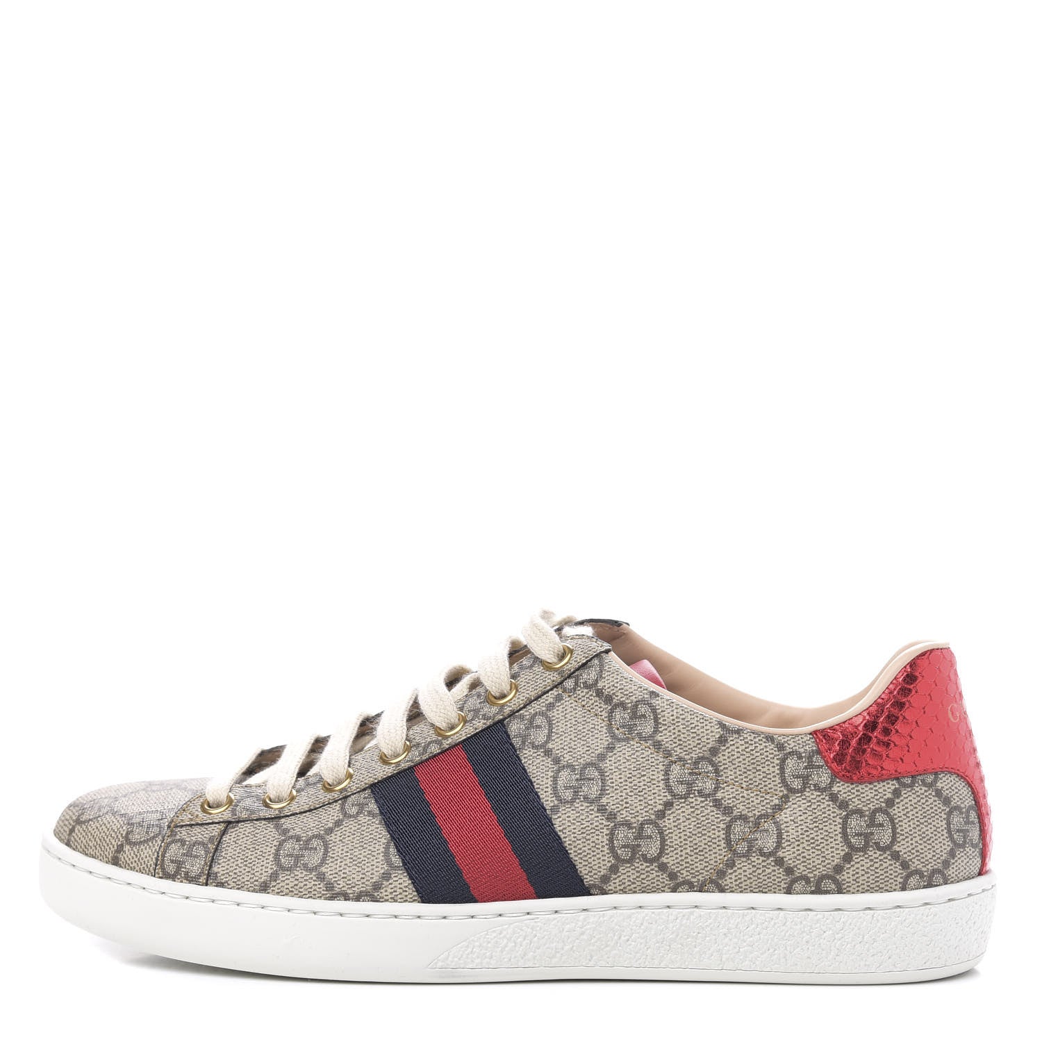Gucci GG Supreme Monogram Womens Ace Low-Top Sneaker 37.5 Beige 1 of 9
