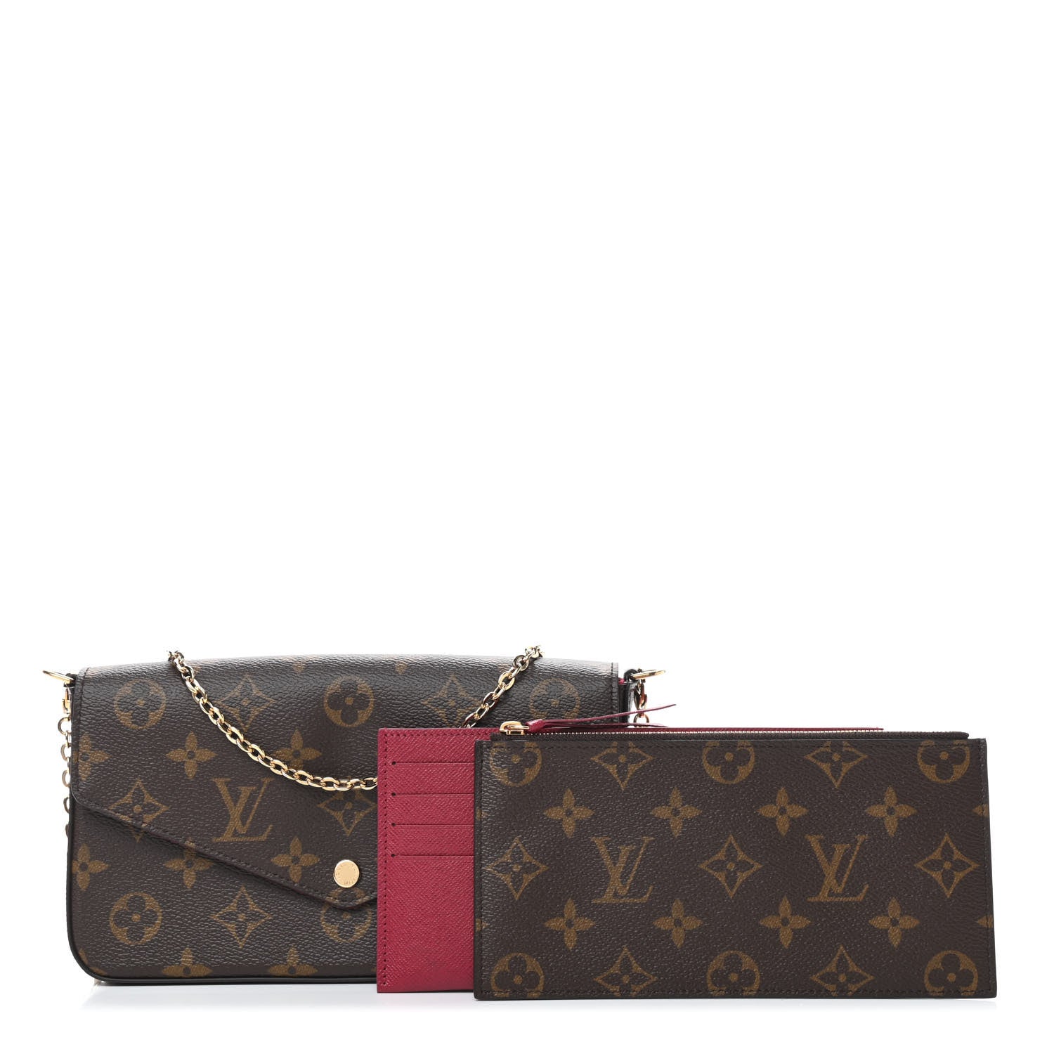 Louis Vuitton Monogram Pochette Felicie Chain Wallet Fuchsia 1 of 9