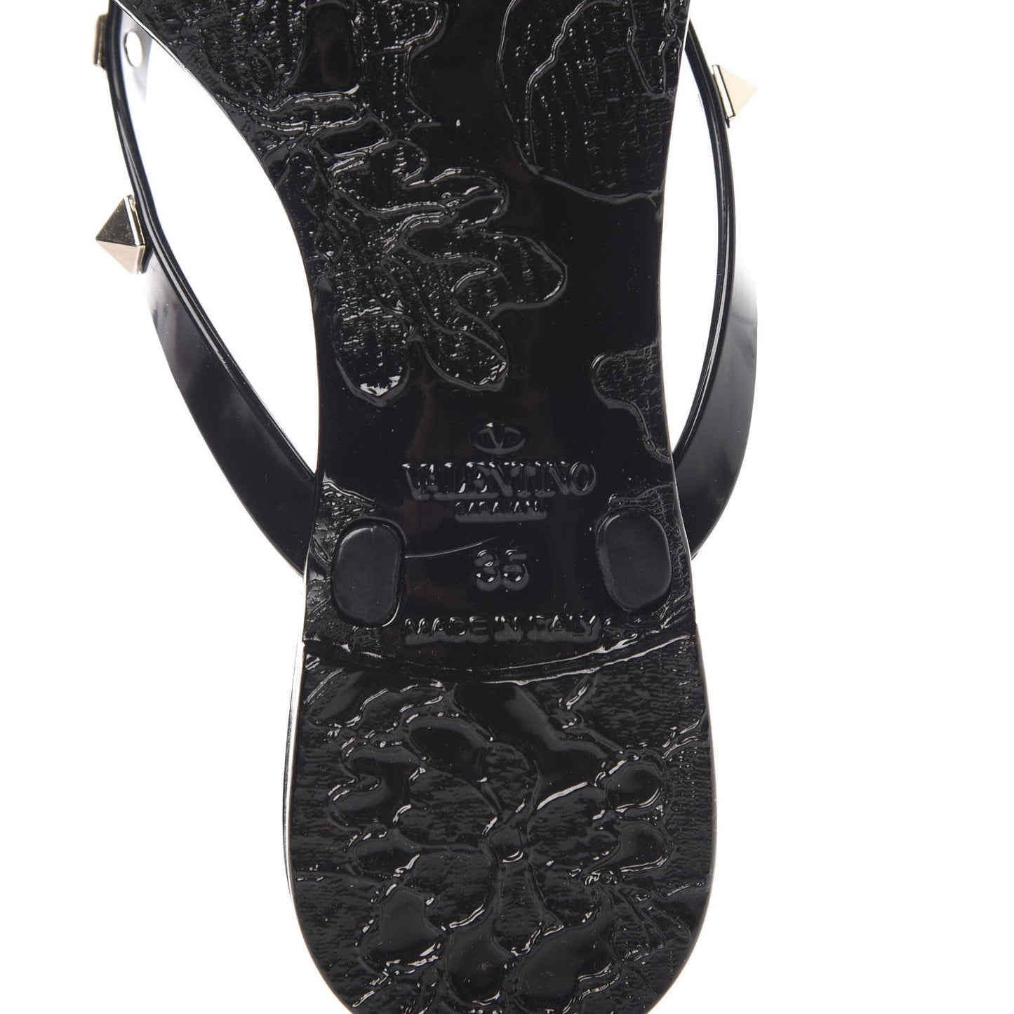 PVC Jelly Rockstud Bow Thong Sandals 35 Black