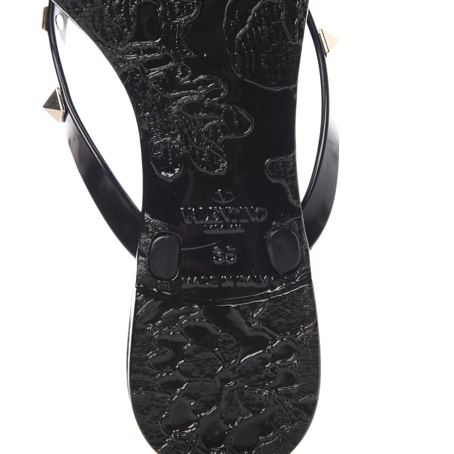 Valentino Garavani PVC Jelly Rockstud Bow Thong Sandals 35 Black 6 of 8
