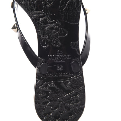 Valentino Garavani PVC Jelly Rockstud Bow Thong Sandals 35 Black 6 of 8