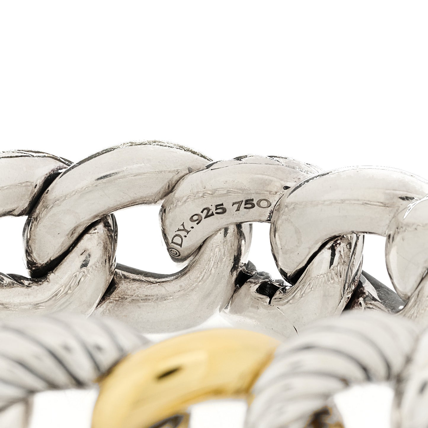 Sterling Silver 18K Yellow Gold 18mm Curb Chain Bracelet