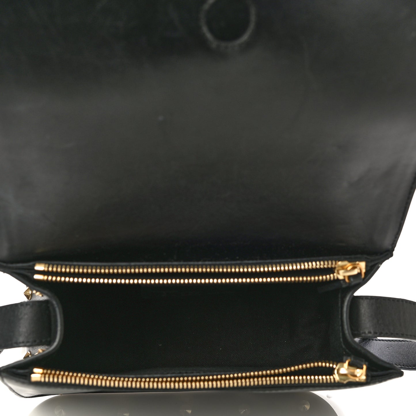 Calfskin Studded Small Padlock Crossbody Bag Black