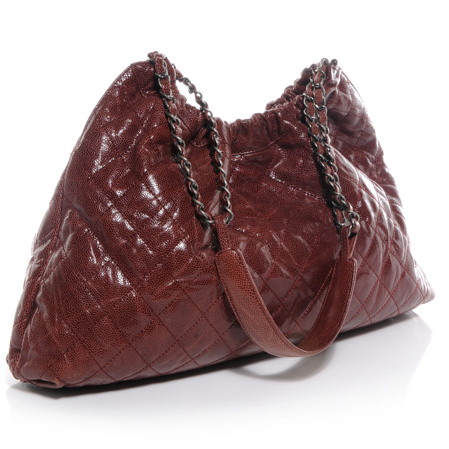 Caviar Elastic Shopper Tote Bordeaux