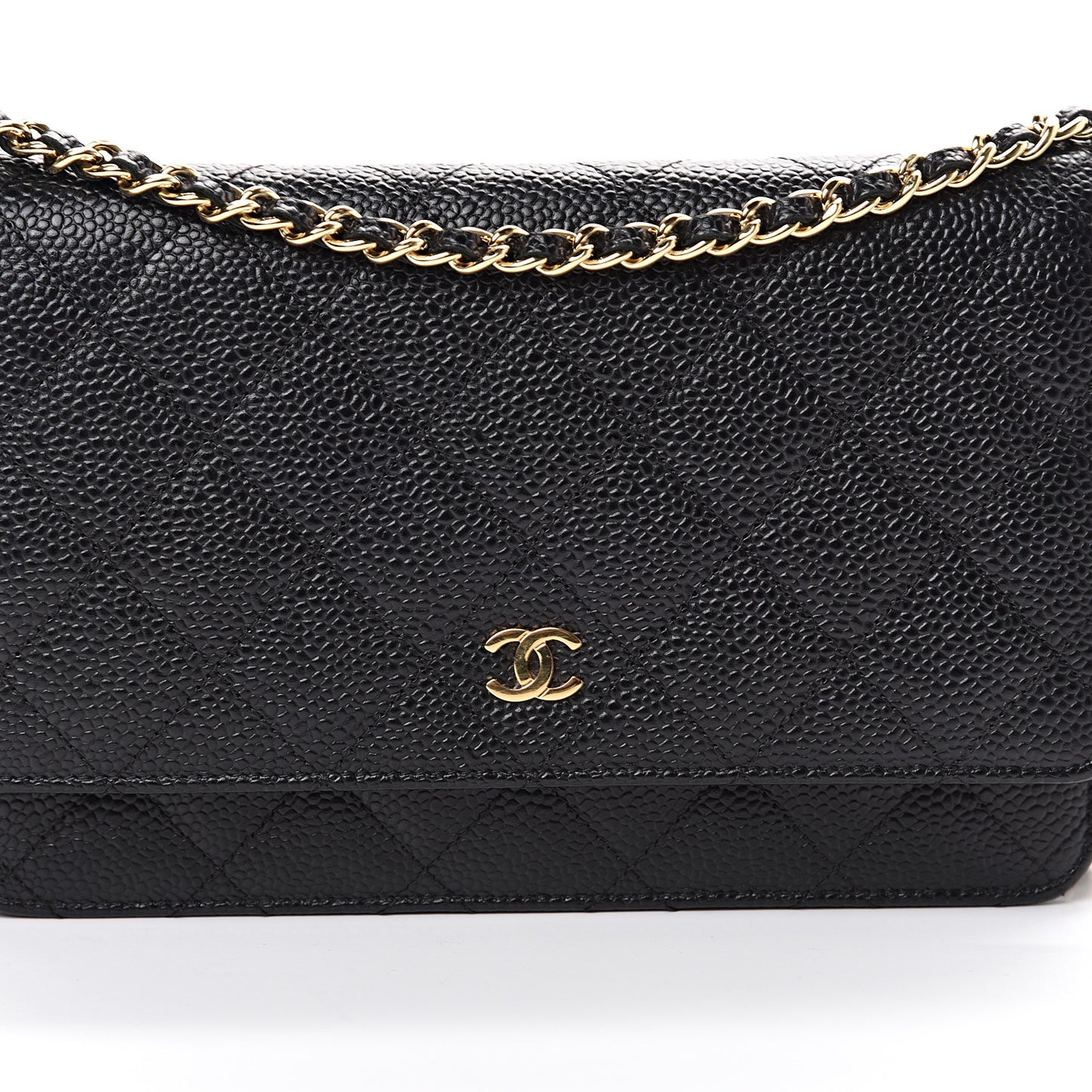 Caviar Quilted Wallet On Chain WOC Black