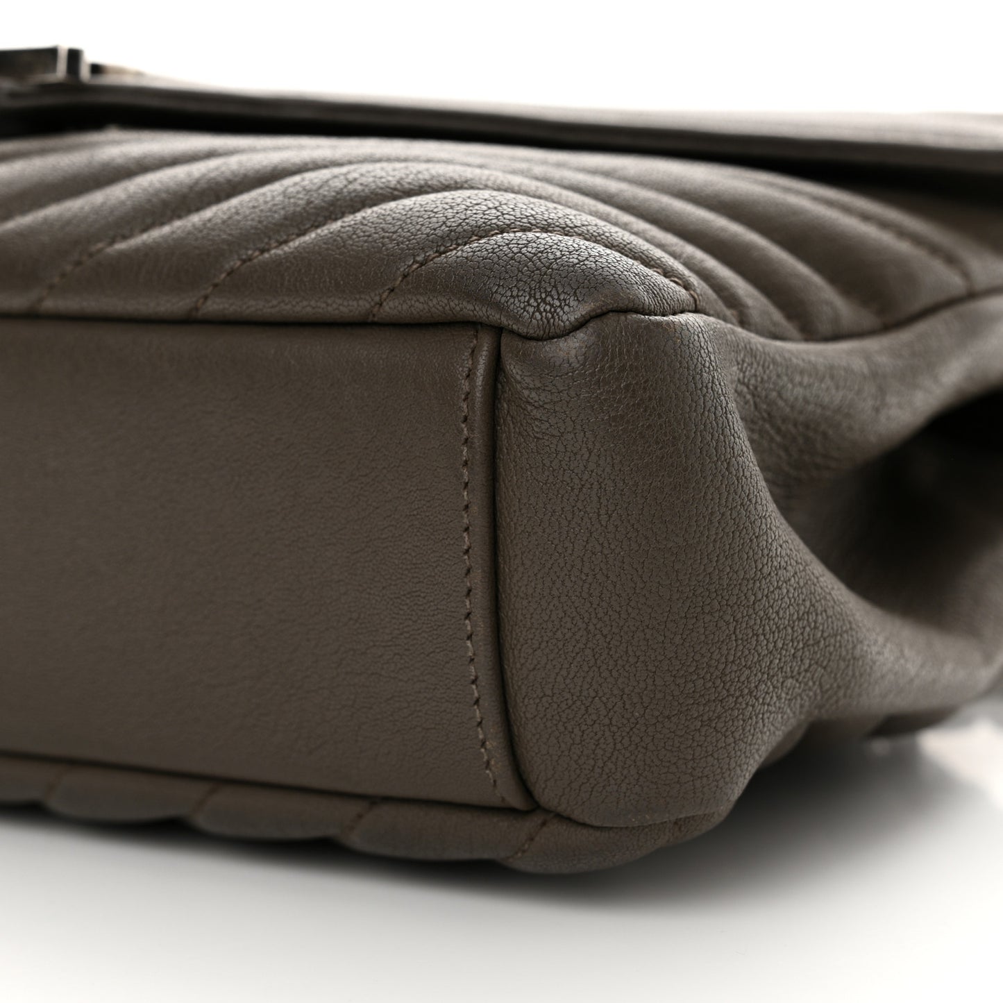 Sheepskin Matelasse Chevron Monogram Medium College Bag Earth
