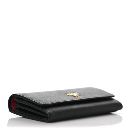 Prada Saffiano Continental Flap Wallet Black Ibisco 5 of 10