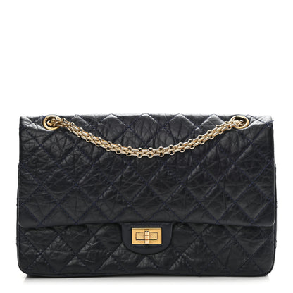 Chanel Aged Calfskin Quilted 2.55 Reissue 226 Flap Navy Blue 1 of 8