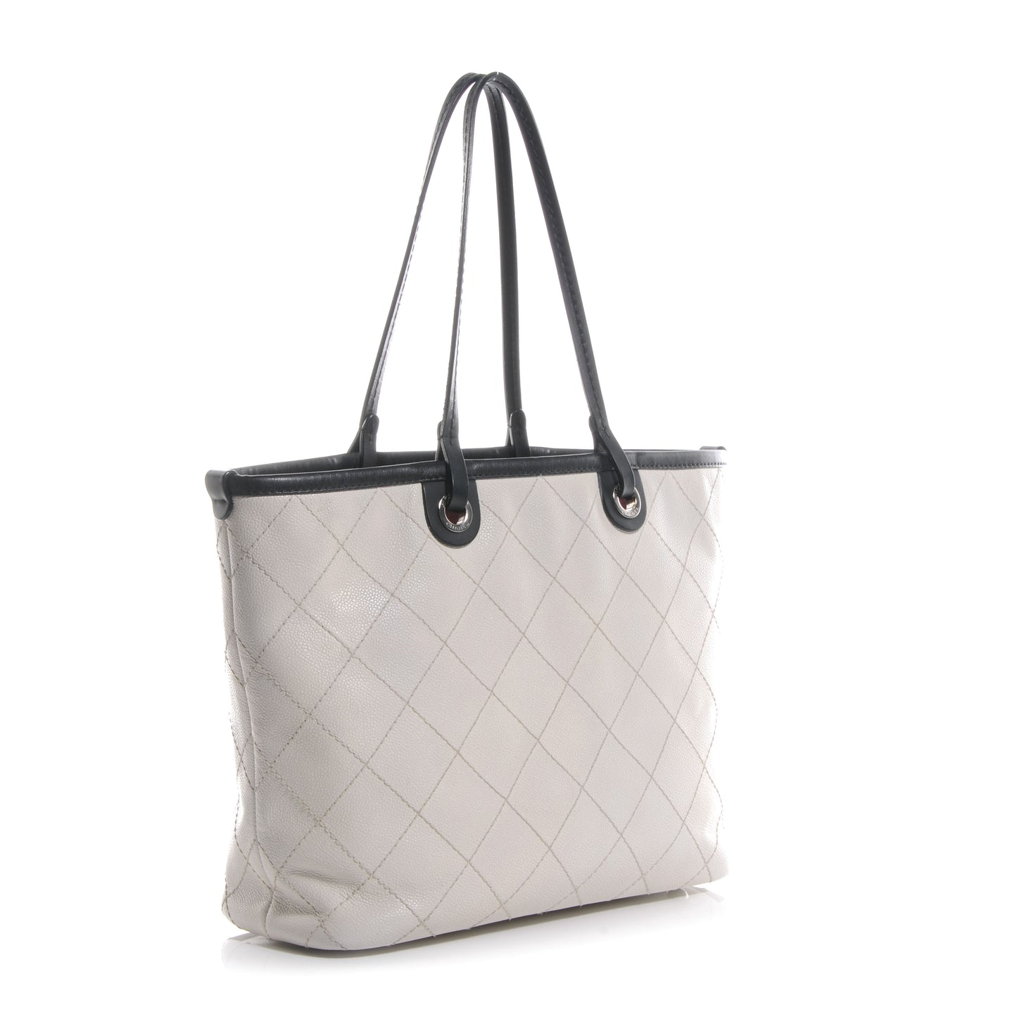 Grained Calfskin Shopping Fever Tote White