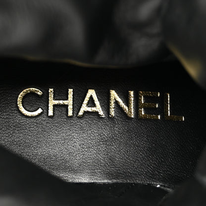 Chanel Shiny Calfskin Patent Quilted Chain Lace Up Combat Boots 39 Black 9 of 11