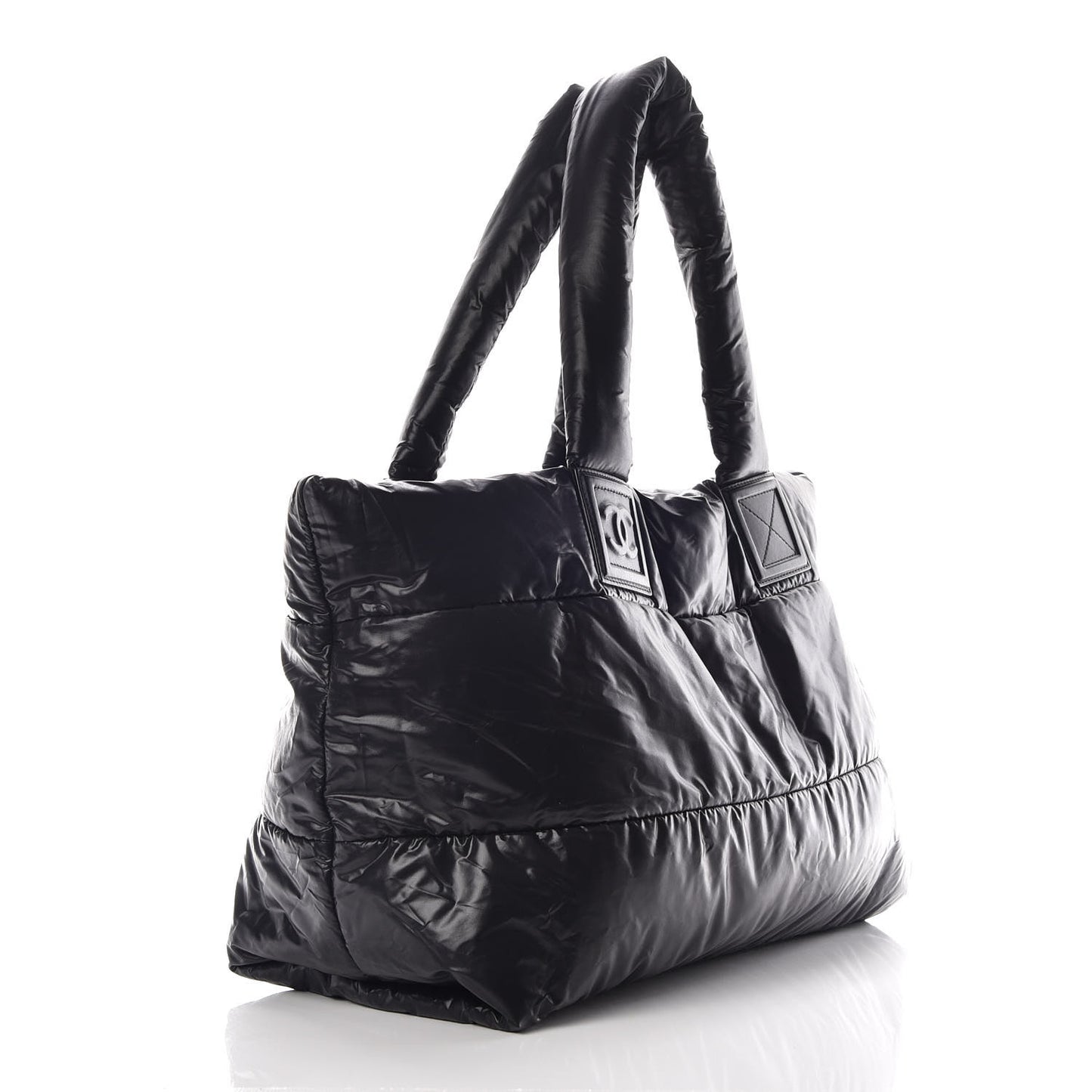 Nylon Quilted Medium Coco Cocoon Reversible Tote Black