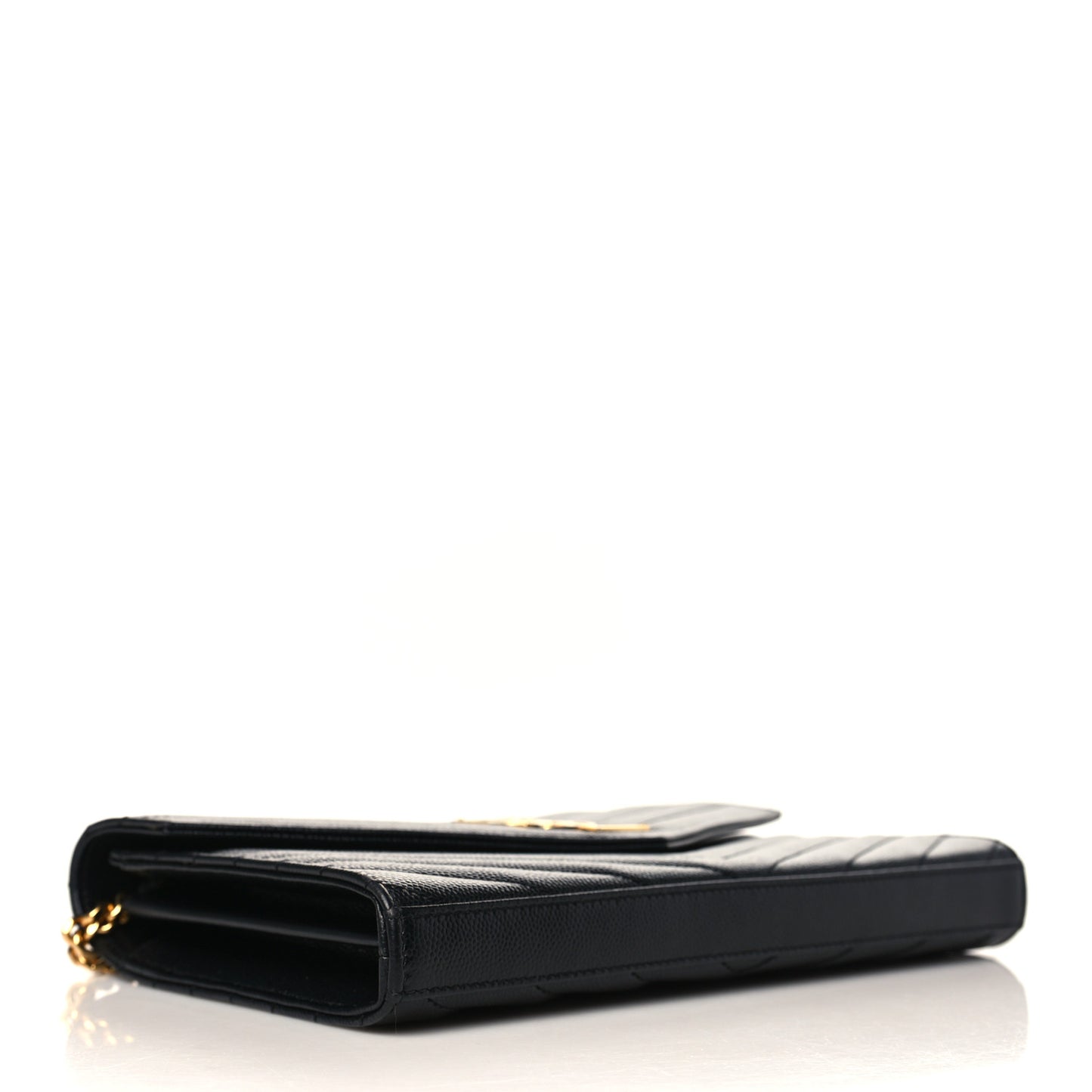 Grain De Poudre Matelasse Chevron Monogram Chain Wallet Black