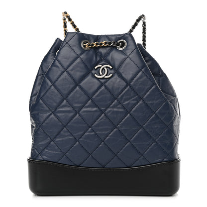 Chanel Aged Calfskin Quilted Gabrielle Backpack Navy Black 1 of 14