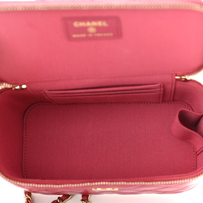 Chanel Lambskin Quilted Small Top Handle Vanity Case With Chain Dark Pink 5 of 11