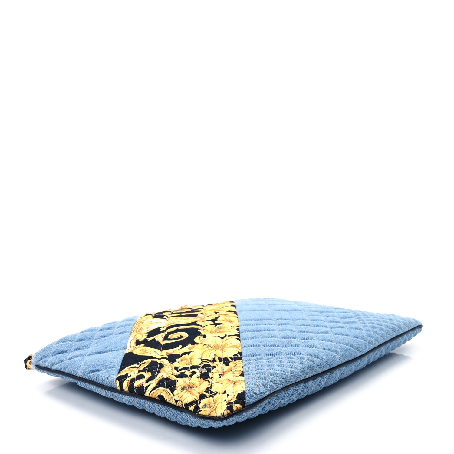 Versace Denim Printed Barocco Shopping Tote Dusk Blue Multicolor 4 of 10