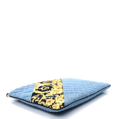 Versace Denim Printed Barocco Shopping Tote Dusk Blue Multicolor 4 of 10