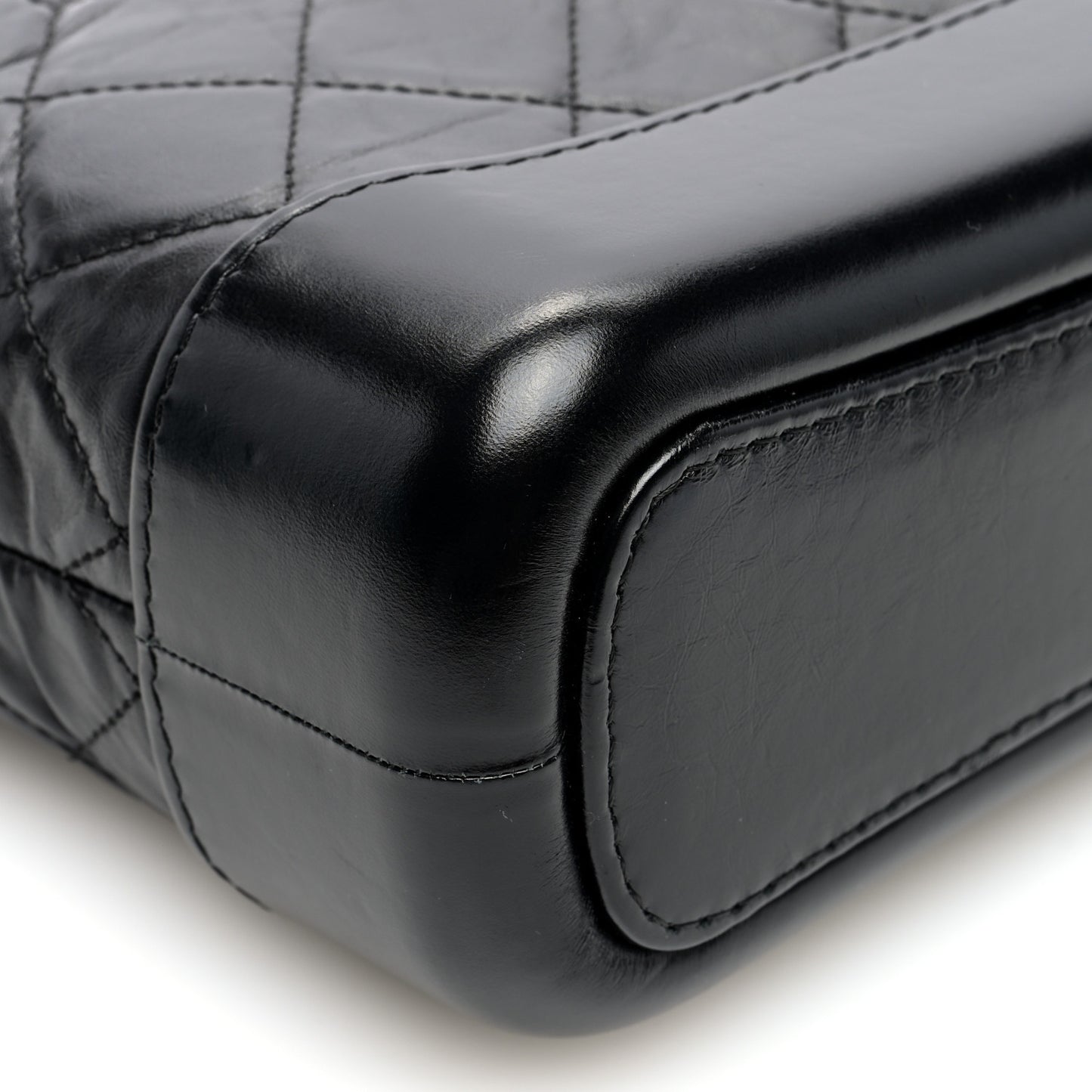 Aged Calfskin Quilted Small Gabrielle Hobo Black