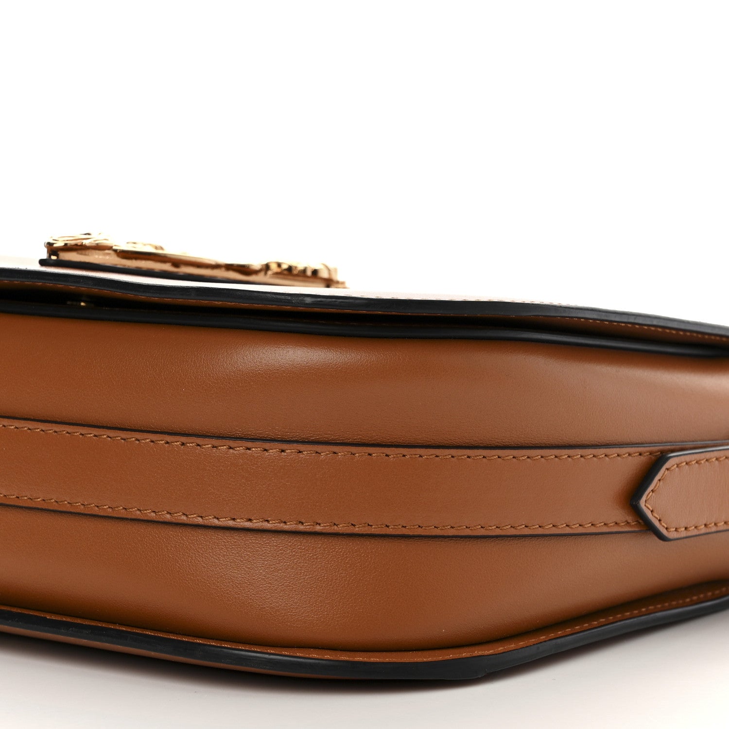 Versace Grained Calfskin Virtus Shoulder Bag Brown 9 of 14