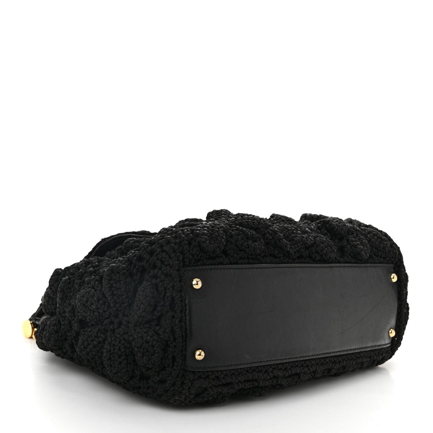 Dolce & Gabbana Calfskin Floral Knit Large Miss Sicily Satchel Black 4 of 9