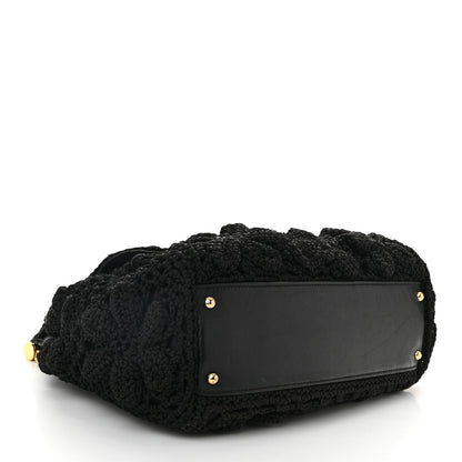 Dolce & Gabbana Calfskin Floral Knit Large Miss Sicily Satchel Black 4 of 9