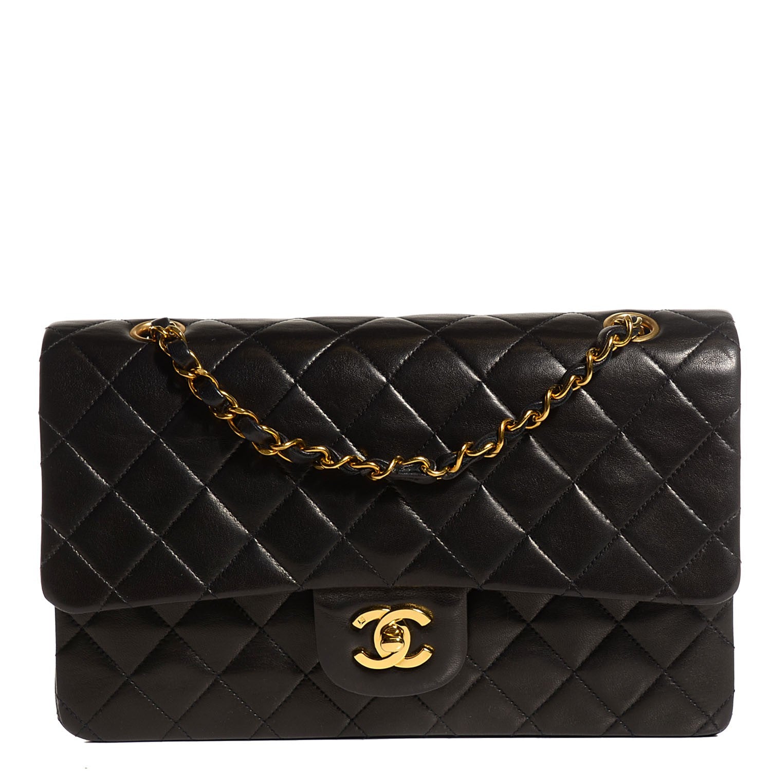 Chanel Lambskin Quilted Medium Double Flap Black 1 of 8