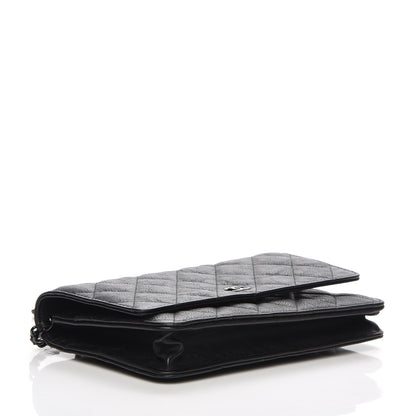 Chanel Crumpled Calfskin Quilted Wallet On Chain WOC So Black 4 of 9