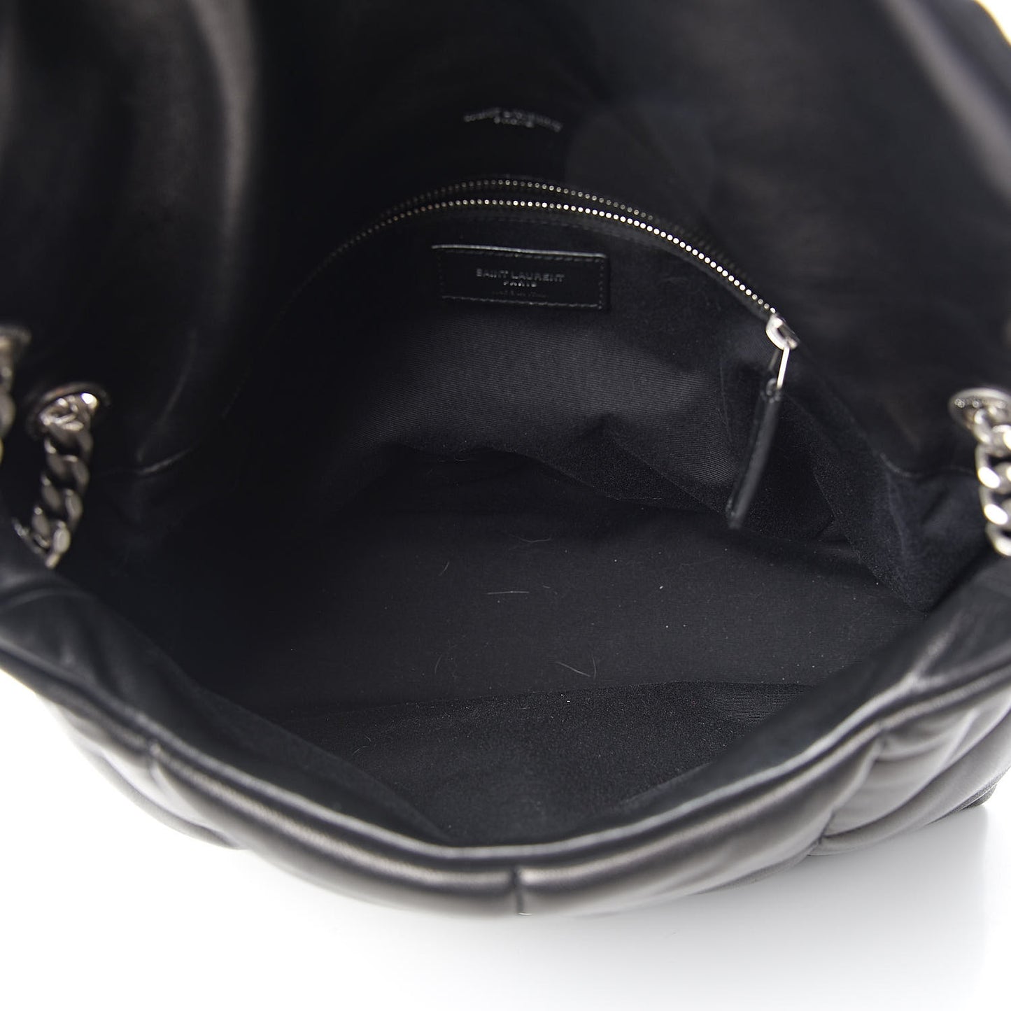 Lambskin Quilted Medium Loulou Puffer Monogram Chain Satchel Black