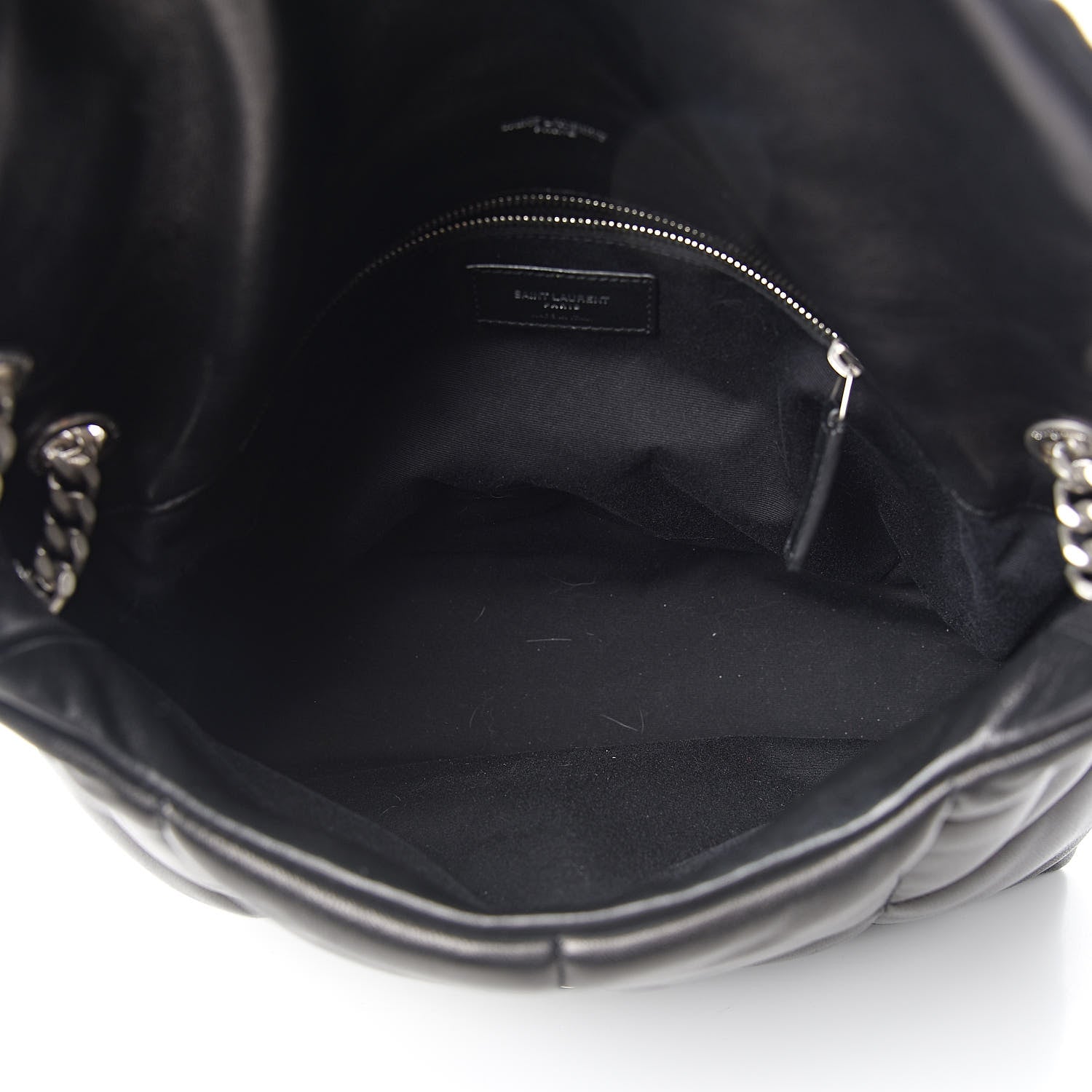 Saint Laurent Lambskin Quilted Medium Loulou Puffer Monogram Chain Satchel Black 5 of 11